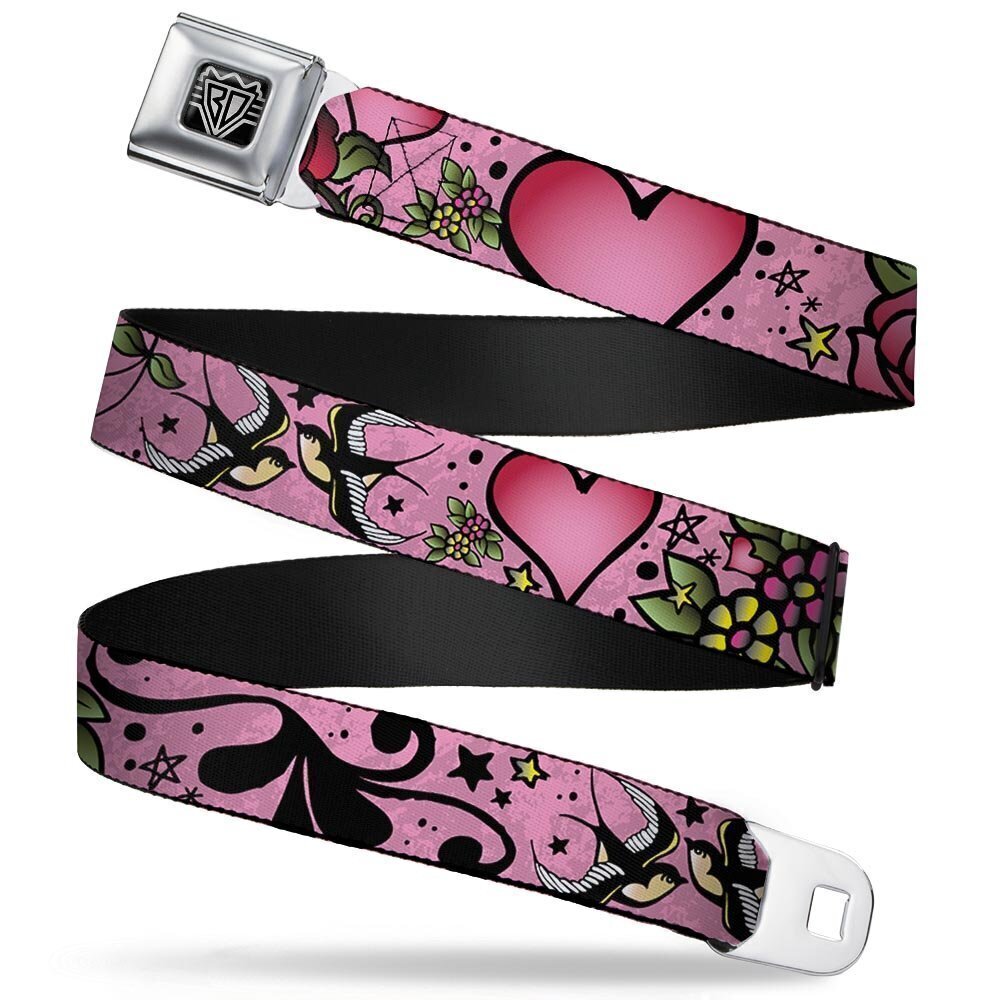 5499 Seatbelt Belt - Mom & Dad C/U Pink w/Sparrows - 1.0" Wide - 20-36